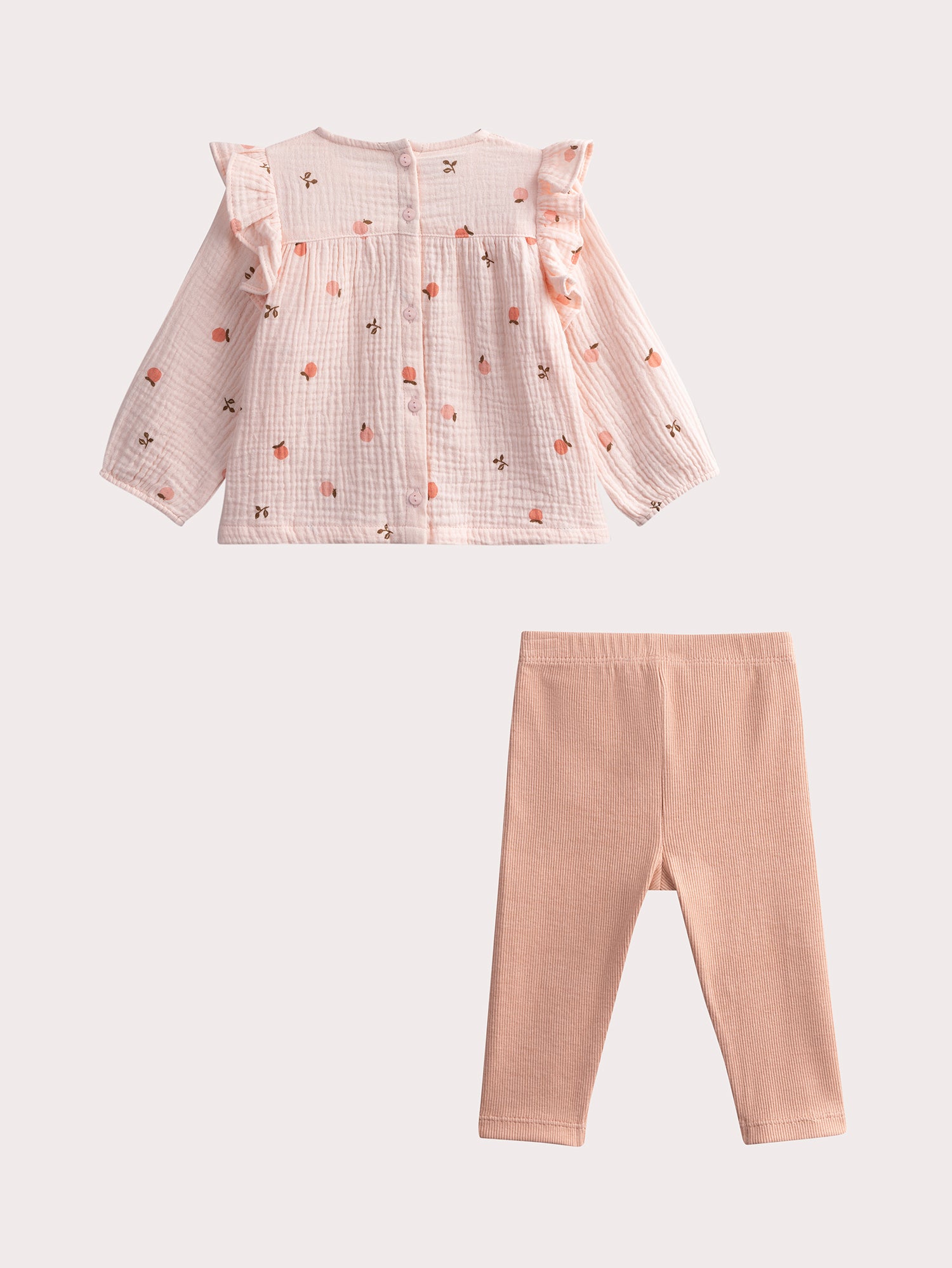 Ensemble rose gaze de cotton pour bébé fille