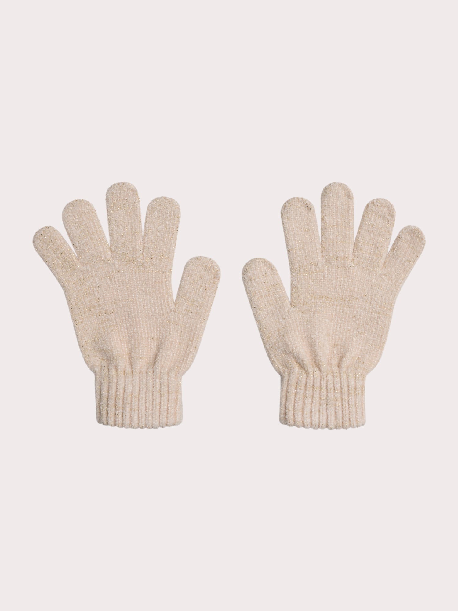 Gants beige en maille brillante pour fille